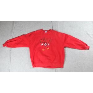 Disney Sweatshirt Vintage Mens Large Red Mickey Mouse Pull Over